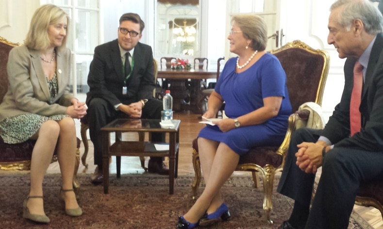 Au Chili avec la présidente Michelle Bachelet: investiture